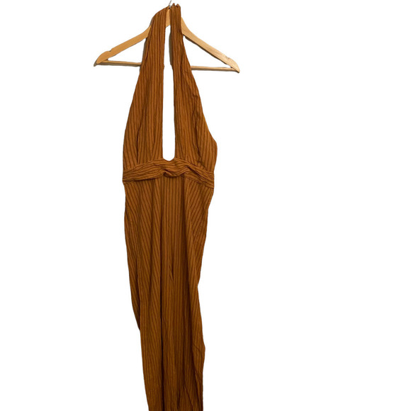 Third Form Jumpsuit Crossing Over Halter Ribbed Orange Size 2 - Picture 4 of 8